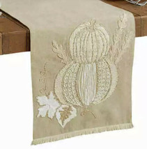Gathered Pumpkin Table Runner 72” in Natural, Autumn, Fall Harvest Decor... - $26.68