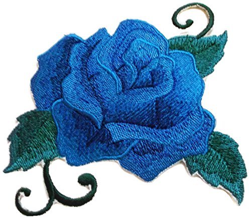 BeyondVision Custom Blue Single Rose Embroidered Iron on/Sew Patch [5 4] [Made