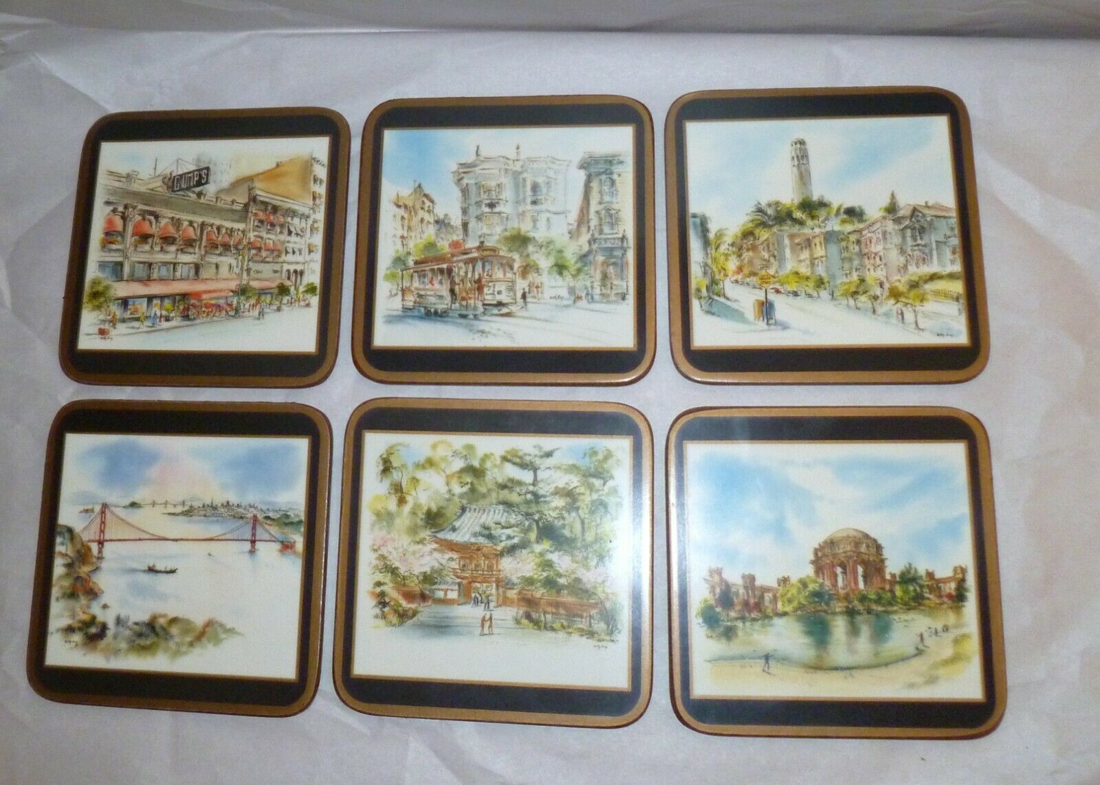 Gump’s Betty Guy Set Of 6 San Francisco Coasters Vintage In Original ...