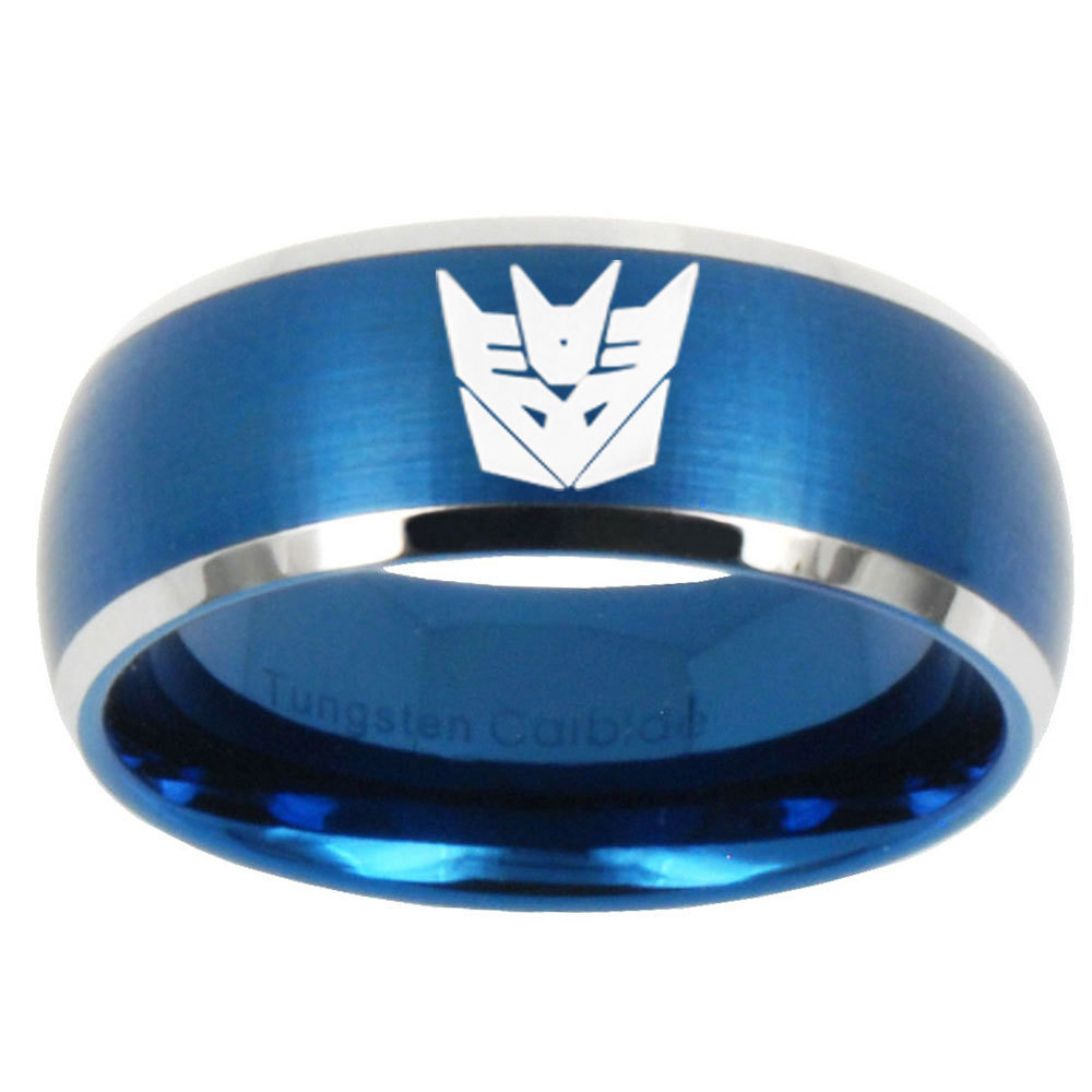 Decepticon Transformers 8mm Brushed Blue Dome Tungsten ...