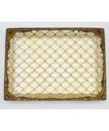 Vintage Art Nouveau Lucite Tray Amber Quilted Diamond Gold Trim MCM 11&quot; ... - $78.19