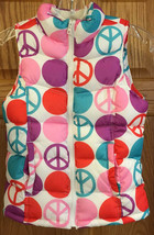 Girls Vest Puffy Old Navy Peace Signs Polka Dots White Purple Pink Size Large - $14.10