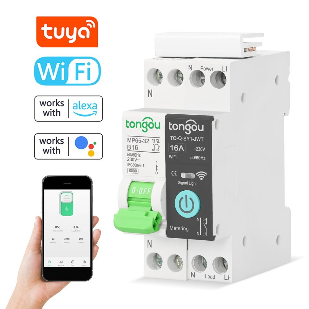 Tuya WIFI MCB Smart Circuit Breaker With Metering 1P 32A DIN Rail Home ...