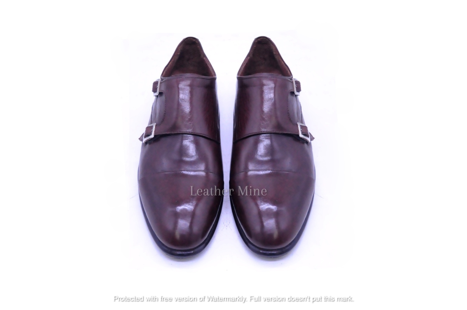 Men's Handmade Ox Blood Leather Double Monk Strap Dress Shoes For Men