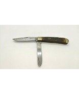 Steel Warrior 2 Blade Trapper Folding Pocket Knife Bone handle 440 Stain... - $19.85