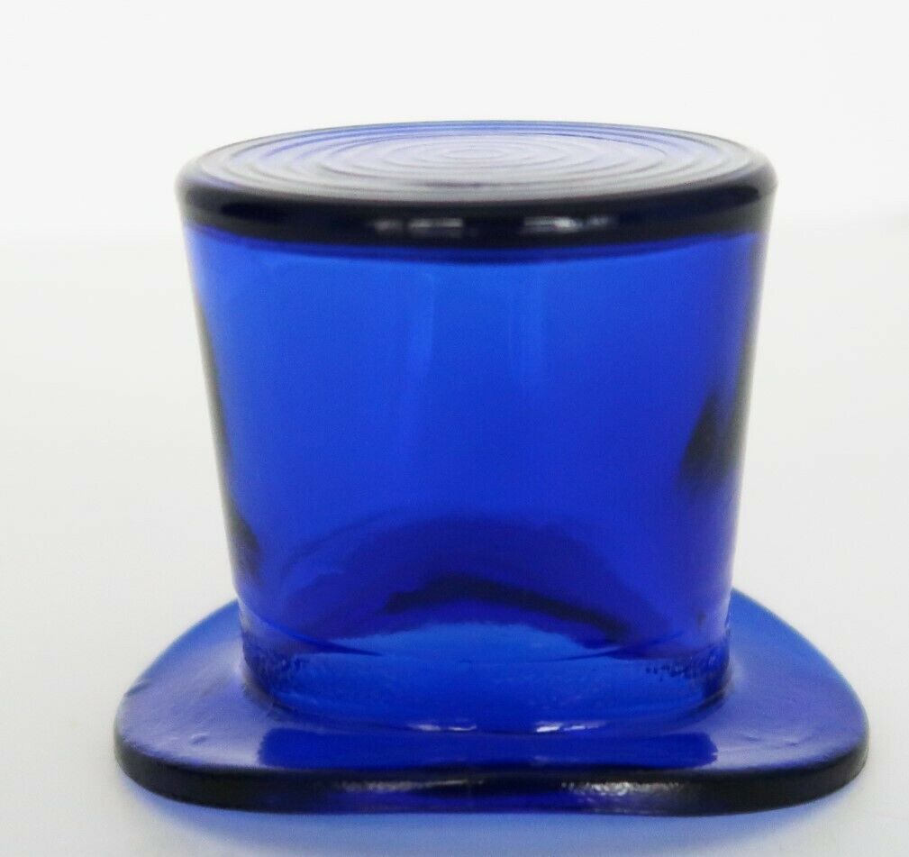 Vintage cobalt blue art glass top hat toothpick holder Other