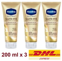 3 x Vaseline Healthy Bright Gluta-Hya Serum Burst UV Lotion Flawless Glow 200 ml - $46.47