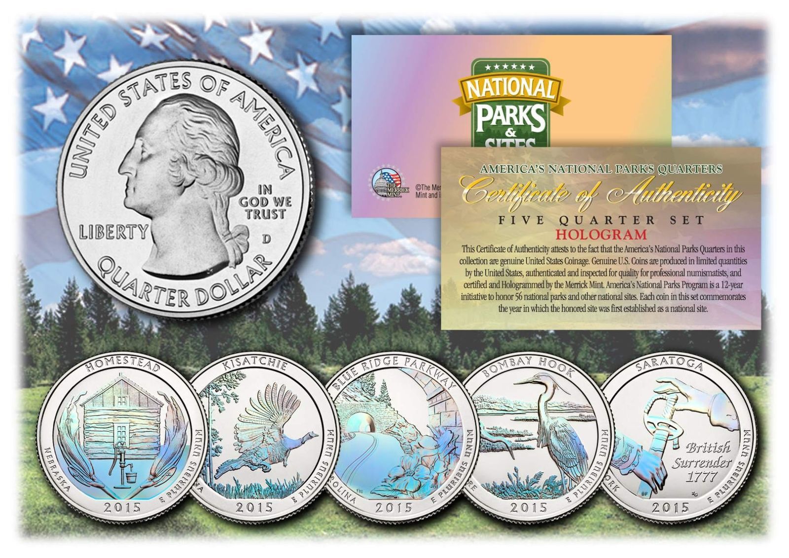 2015 Presidential $1 Dollar 24K GOLD PLATED President 4-Coin Full Set w//Capsules