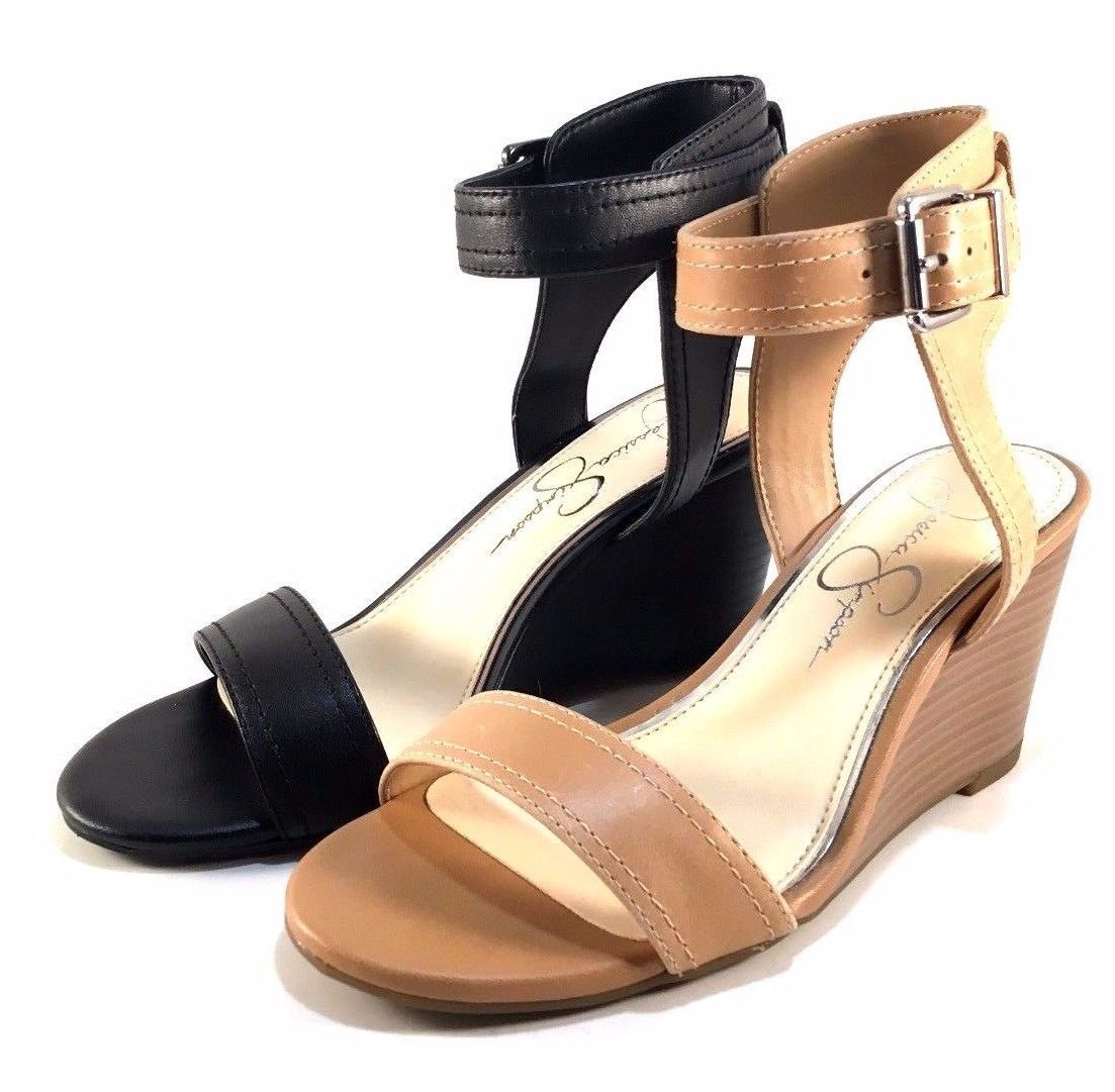 Image of Jessica Simpson Cristabel Leather Wedge Ankle Strap Sandals Choose Sz/Color