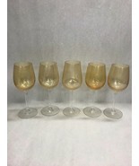 Set 5 vintage amber champagne glass goblets pedestal ball MCM bar ware  ... - $39.59