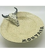 Vintage Montana Steer Bull Head Souvenir Sculptural  Ceramic Ashtray Can... - £15.88 GBP