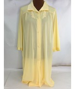 Vintage Vanity Fair Nylon Robe Button Front Soft Yellow Sz 38 Appliqué A... - $24.49