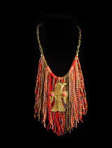 Exotic Goddess fringe necklace - Egyptian beaded tassel jewelry - tribal... - $145.00
