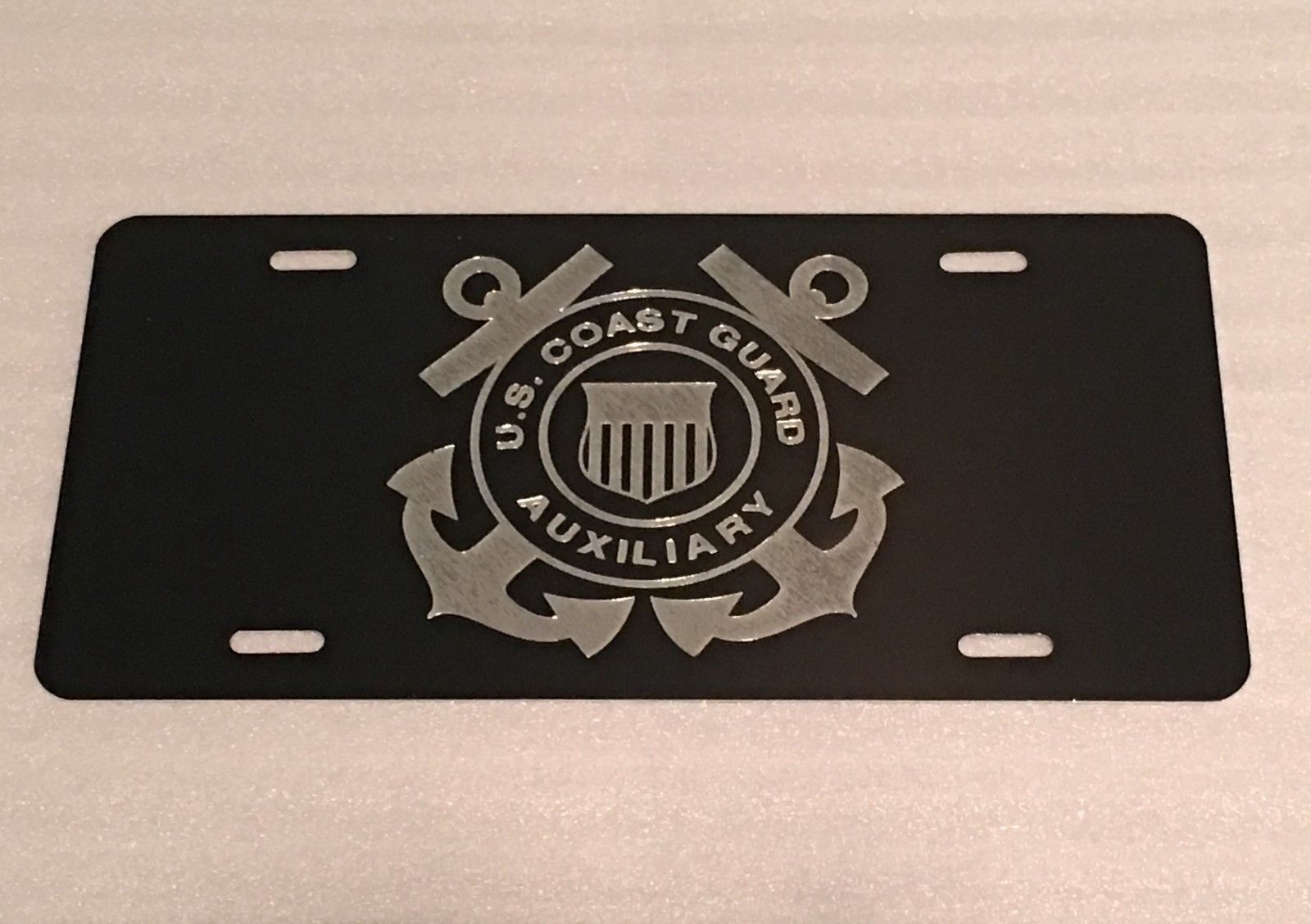 Coast Guard Auxiliary Car Tag Diamond Etched On Aluminum License Plate 