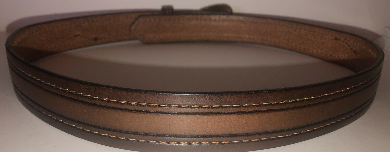 The Real MCCOY Gary Mccoy Hand Tooled Brown Leather Belt Brass Buckle