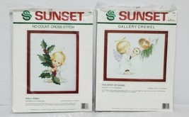 Two Sunset 8x10 Cross Stitch Kits: Holly Angel &amp; The Spirit of Giving - ... - $23.74