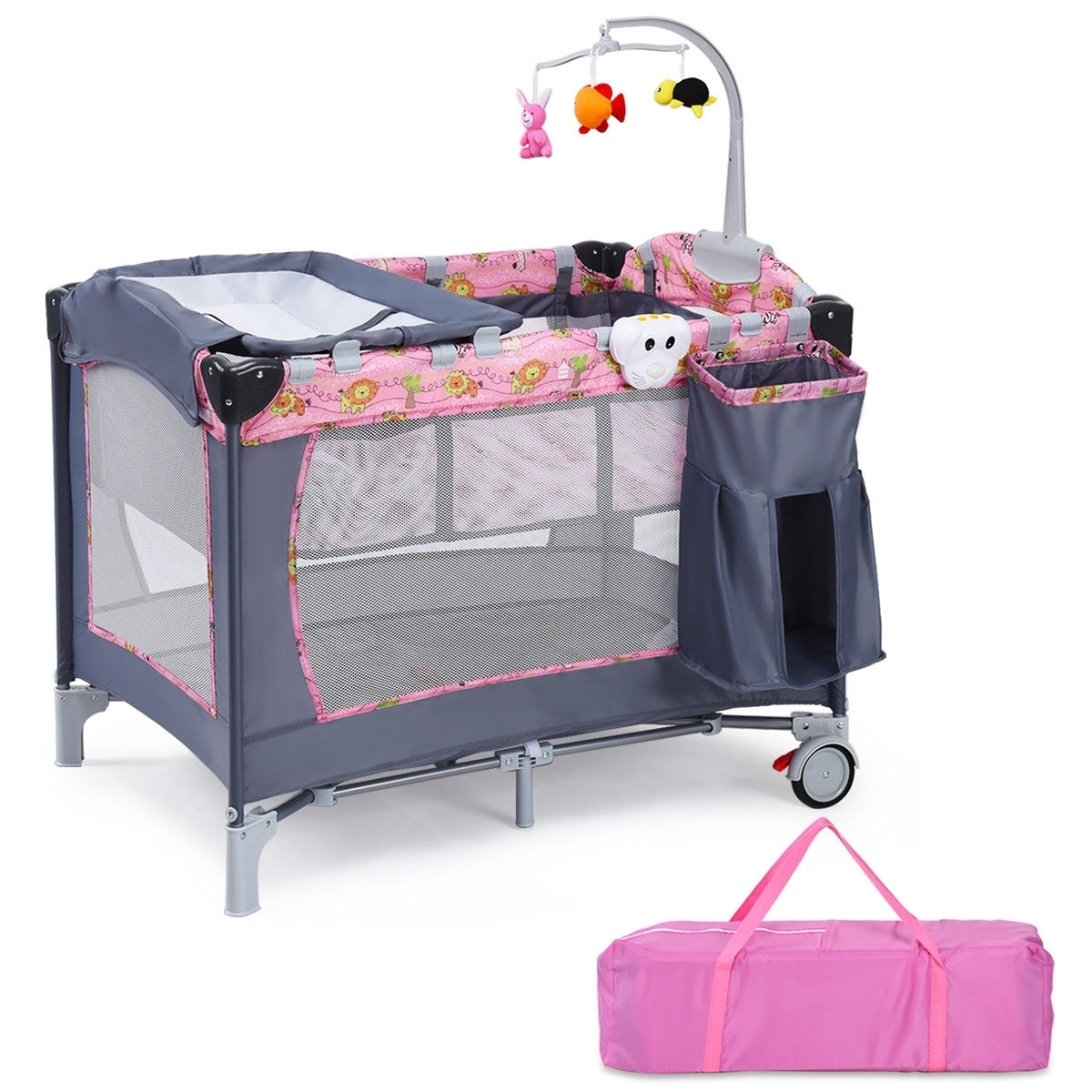 Foldable 2 Color Baby Crib Playpen PlayardPink Nursery Furniture Sets