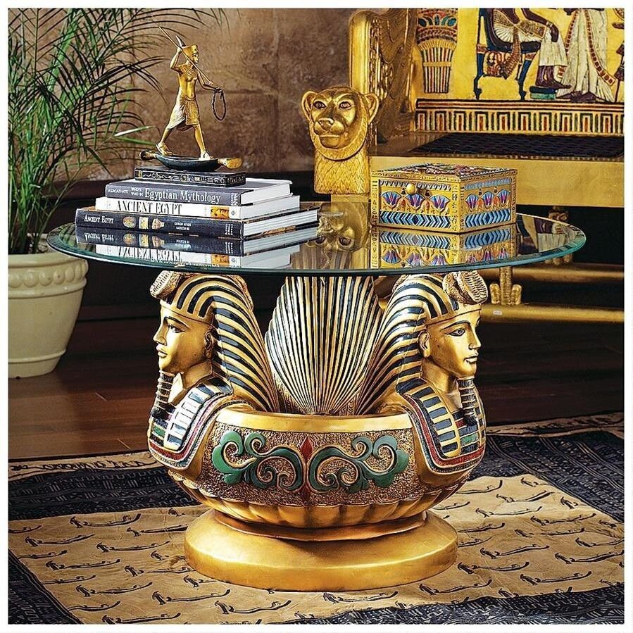 Glass Topped Accent Table Egyptian Home Decor Egypt Royal Boy King   S L1600 