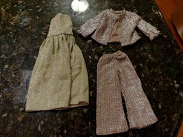 Vintage Barbie Sparkle Silver Gold Bell Bottoms Dress Jacket Clone Outfi... - $44.15