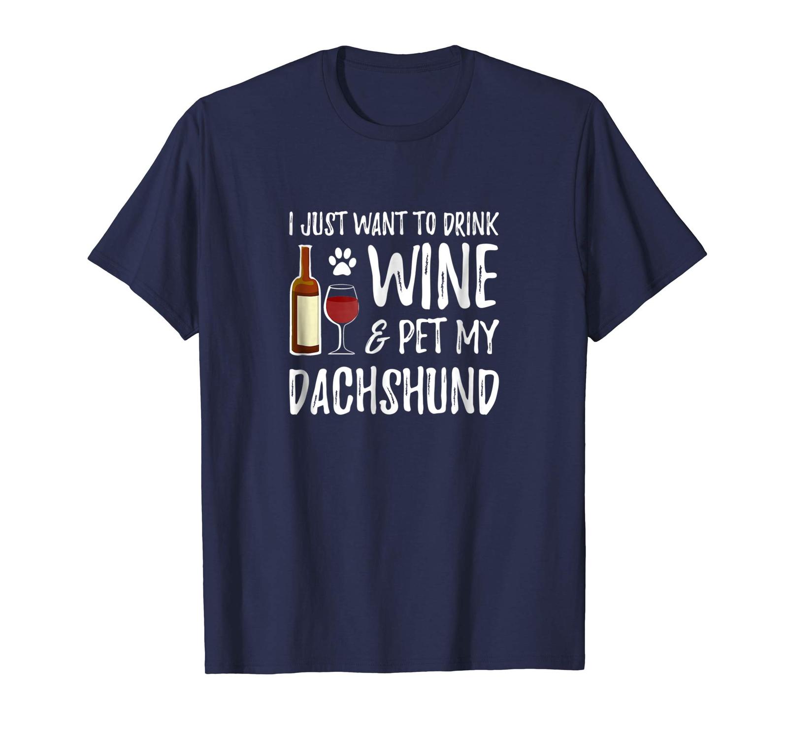 Dog Fashion - Wine and Dachshund Shirt Funny Dog Mom or Dog Dad Gift Idea Men