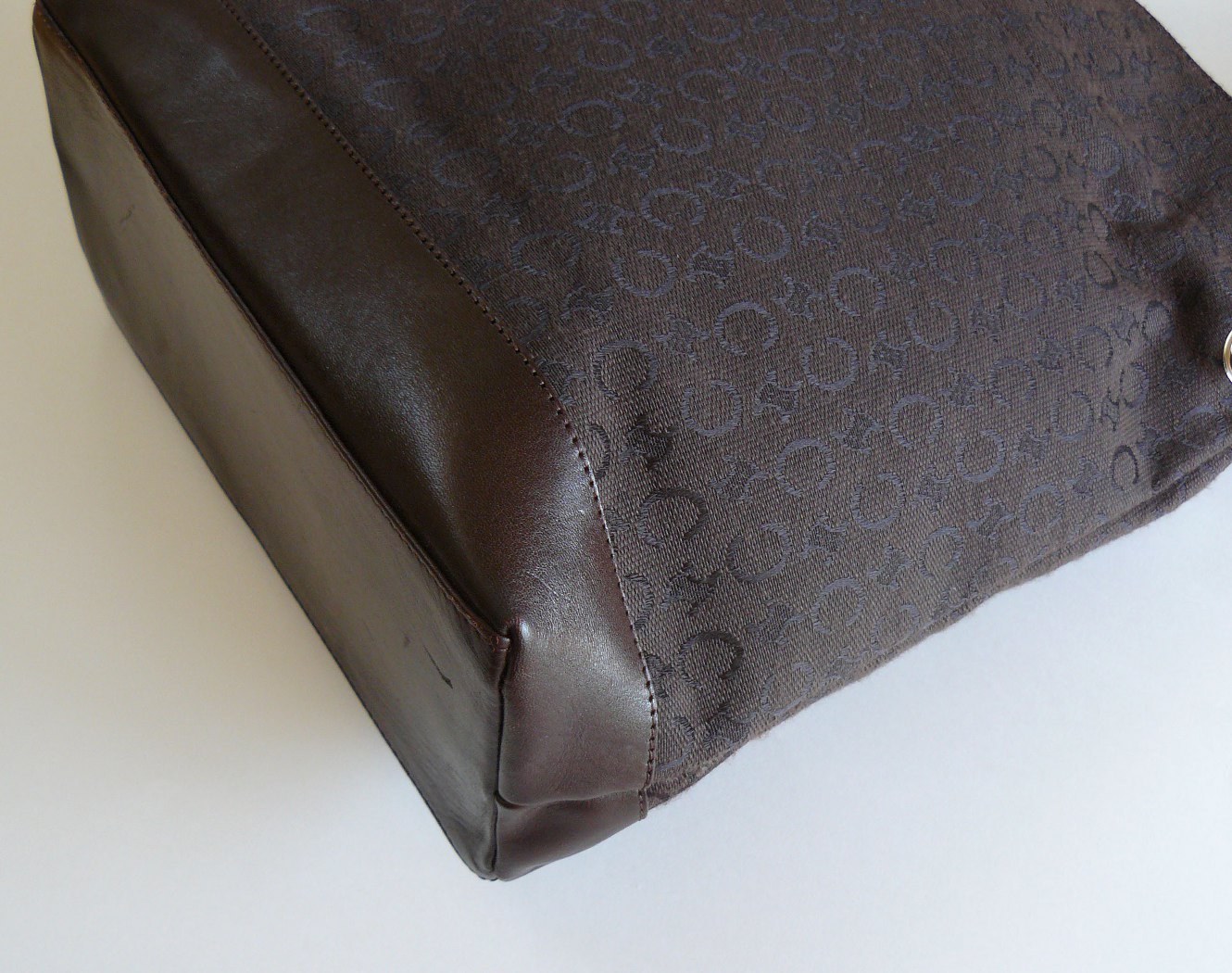 Celine Signature Canvas & Leather Drawstring Tote Shoulder Bag Made in Italy Handbags & Purses