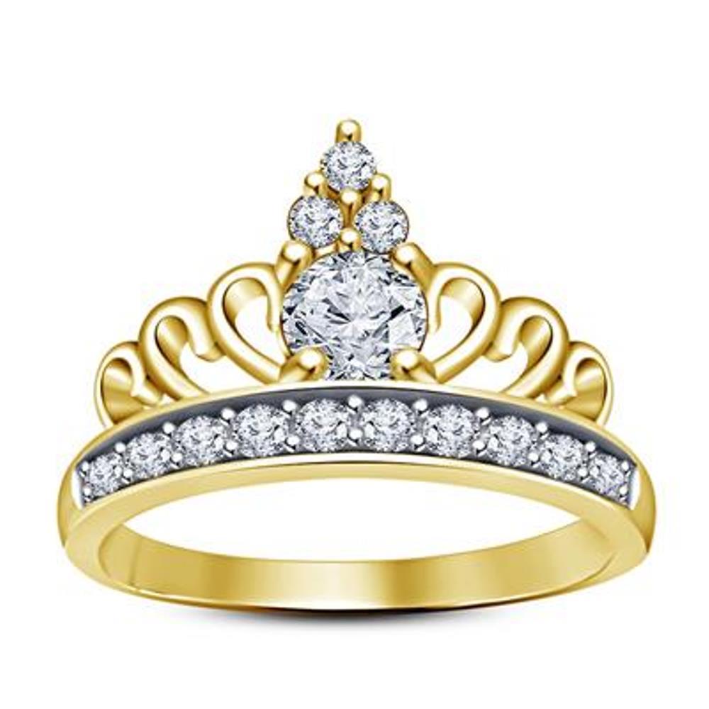 14K Yellow Gold Plated with 925 Sterling Silver Diamond In Princess ...