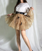 Women CHAMPAGNE Polka Dot Tutu Skirt A-line Short Puffy Holiday Tulle Skirt  image 9