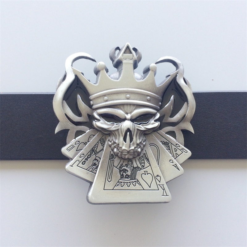 New Vintage Emo Skull Royal Flush Poker Casino Enamel Belt Buckle