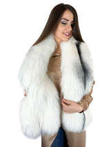 Double Sided Arctic Marble Fox Fur Stole 63'' (160cm) + Tails / Cuffs / Headband image 2
