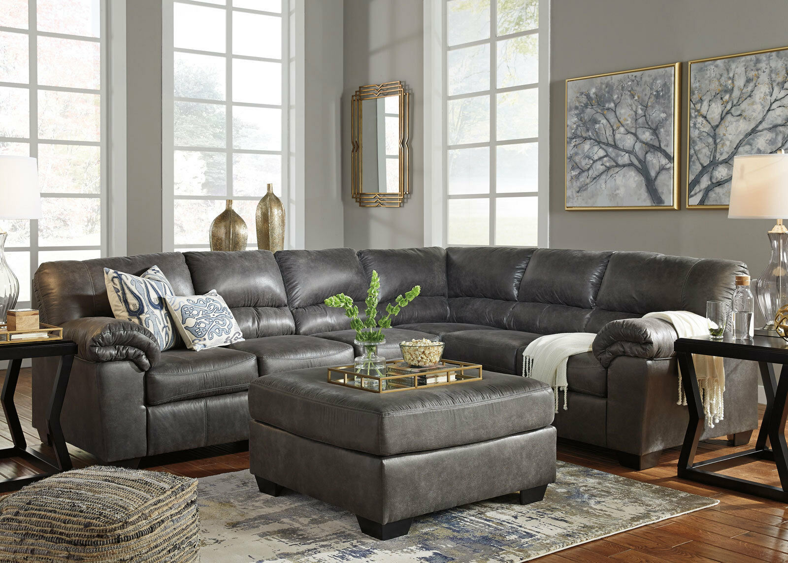 gray microfiber living room sets