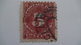 Old Postage Due Unwatermarked Carmine USA Used 5 Cent Stamp - $12.62