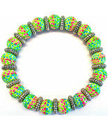 NEW ANGELA MOORE BRACELET GREEN BLUE PINK RED GOLD SPACERS - $29.69