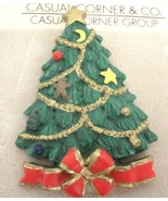 Vintage Casual Corner Christmas Tree Brooch Pin by AGC 2.25&quot; Plastic NOS - $9.40