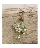 Glittered MISTLETOE Ornament 2 pcs White Berries Buds Hangers 8&quot; L #SPG98 - £22.32 GBP