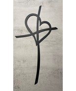 Crossed Heart Cross Metal Wall Art Décor 15&quot; tall x 8&quot; wide Satin Black - $26.71