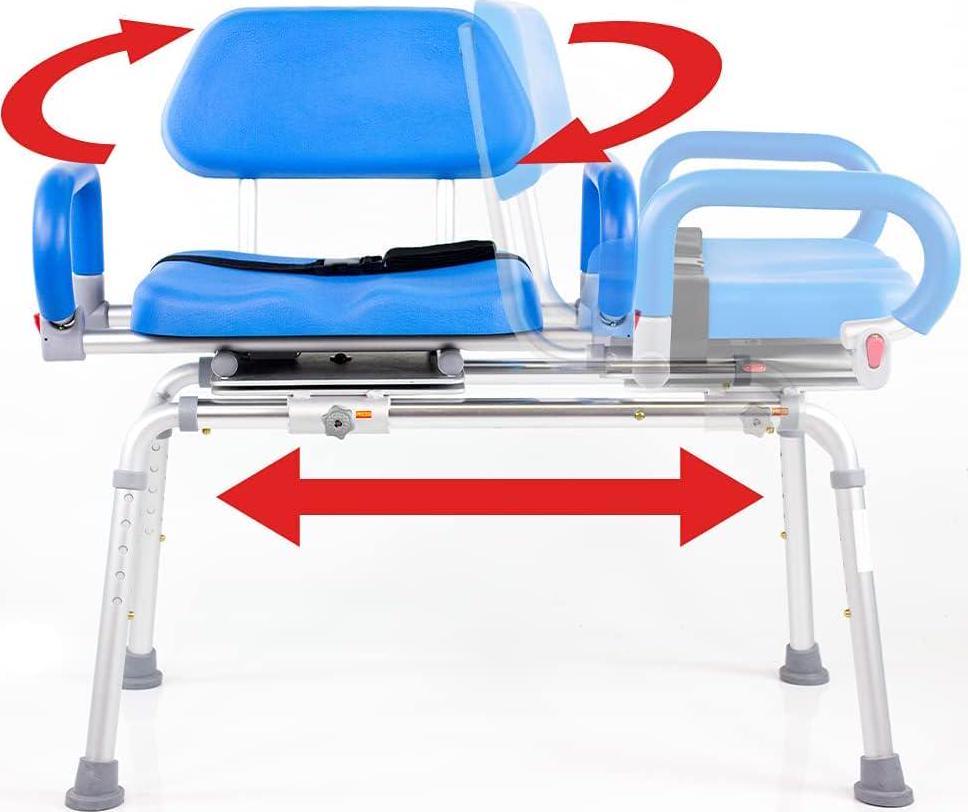 Carousel Sliding Shower Chair Tub Transfer Bench with Swivel Shower