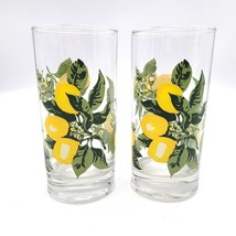 Royal Norfolk Glass Tumblers CRISA Painted Lemon Yellow  Set of 2 - $19.88