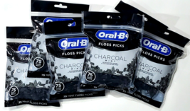 6 Packs Oral B Floss Picks Infused With Charcoal Mint 75