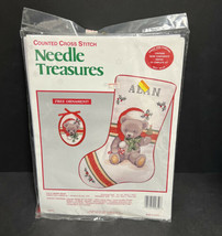 Needle Treasures Counted Cross Stitch Holly Berry Bear Christmas Stocking 02850 - $93.49
