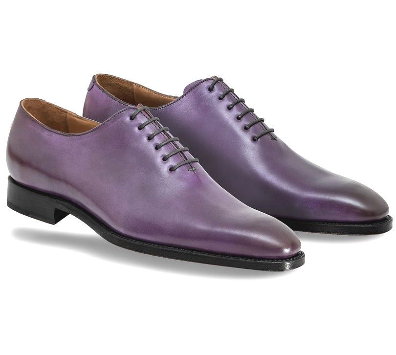 Purple Oxford Handmade Matching Black Color Sole Genuine Leather Laceup