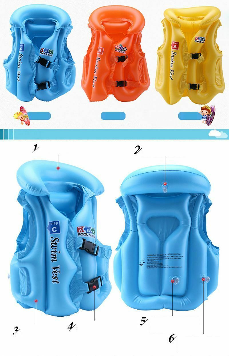 Inflatable Life Vest Jacket For Kids Unisex PVC Material Plastic ...