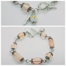Light Pink Glass Bead Chain Charm Bracelet  8.5" - $9.00
