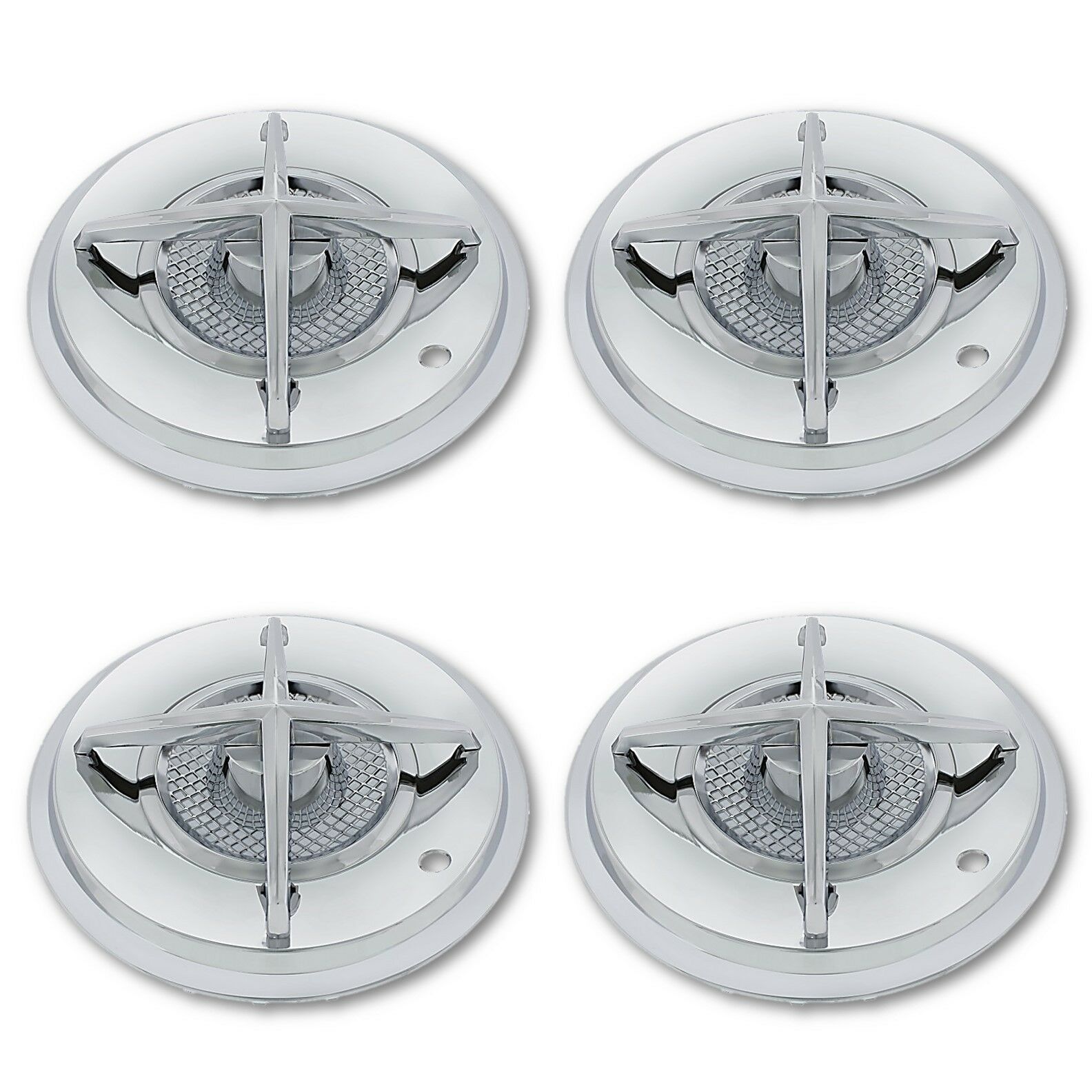15" Full Chrome Plated Cross Bar Hub Cap Hubcaps Wheel Trim Covers