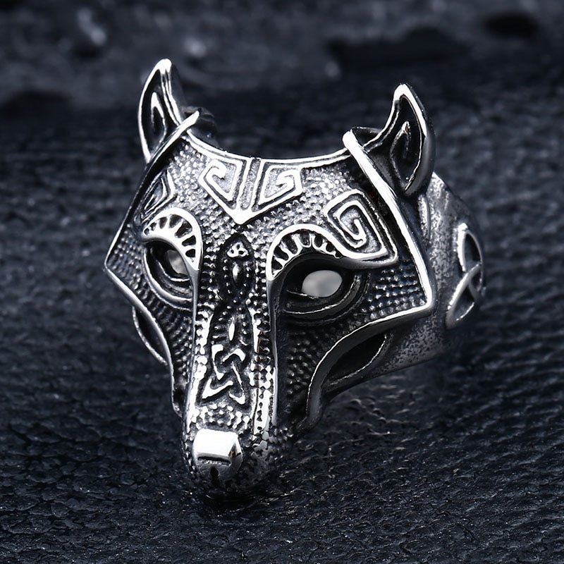 steel soldier Nordic wolf hammer of Thor Norse Viking men ring 2021 new arrivals