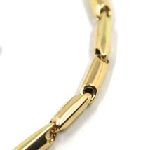 18K YELLOW GOLD CHAIN NECKLACE ROUNDED ALTERNATE TUBE LINKS, length 60 cm, 24" image 2