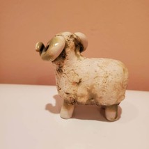 Spaghetti Pottery Ram with Curly Horns, Bighorn Sheep Figurine, Studio Pottery image 6