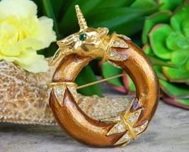 Vintage unicorn alexis kirk brooch pin pendant enamel rhinestones thumb200