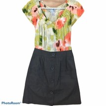 Anthropologie Tabitha Silk Cotton Pleated Combo Dress SZ 4 Floral - $26.18