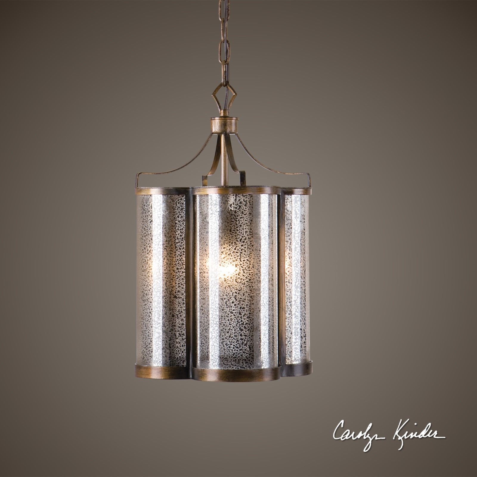 TIMELESS STYLE AGED MERCURY GLASS HANGING PENDANT LIGHT CHANDELIER