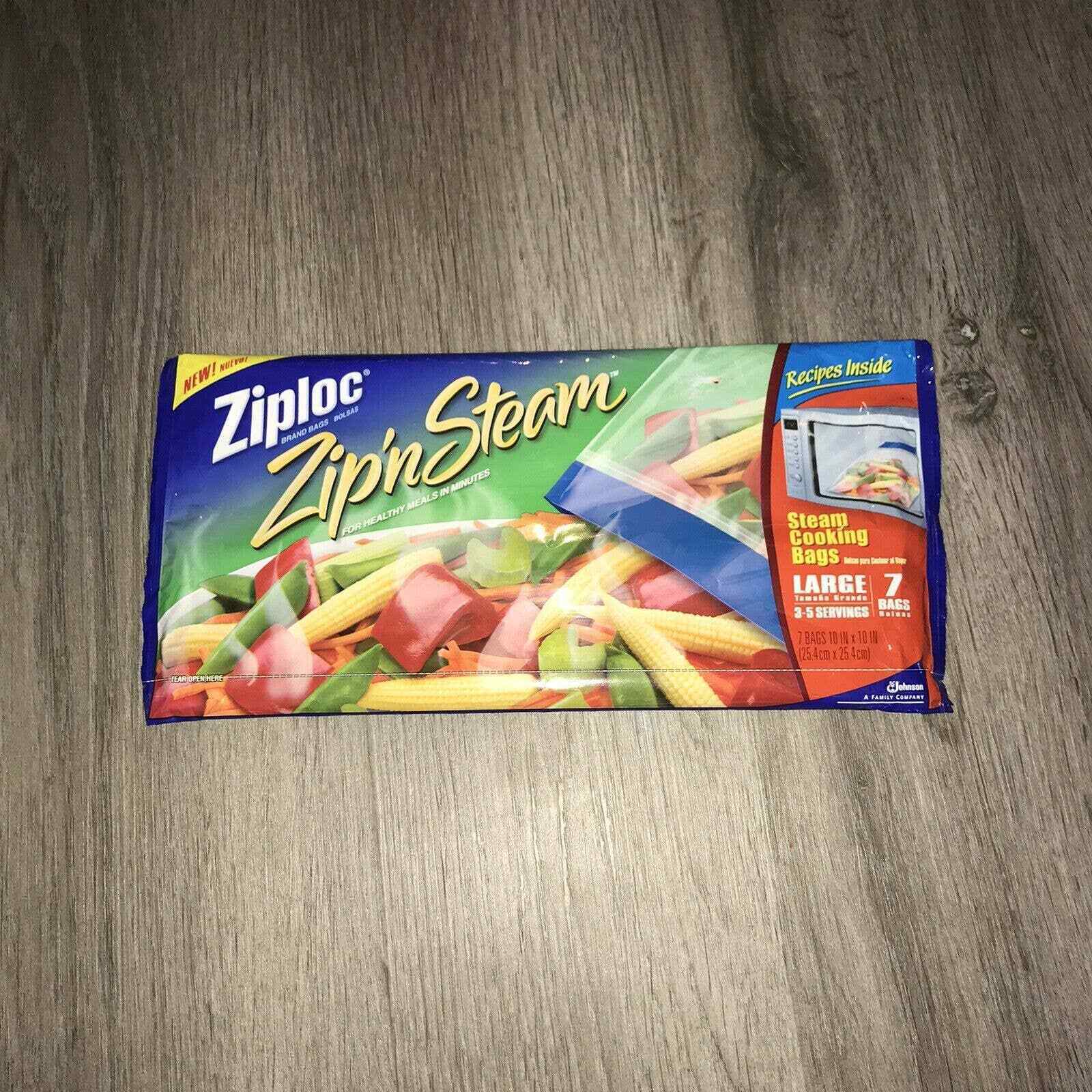 Ziploc Zip N Steam Cooking 7 Large Bags Microwave Steam Vegetables